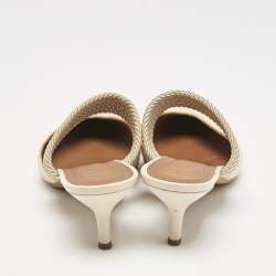 Malone Souliers Light Yellow Raffia and Cord Maisie Pointed Toe Mules Size 40
