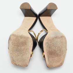 Malone Souliers Black/Gold Leather Laney Demi Slide Sandals Size 37.5