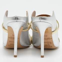 Malone Souliers Silver/Gold Leather Maureen Pointed Toe Mules Size 35.5