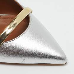 Malone Souliers Silver/Gold Leather Maureen Pointed Toe Mules Size 35.5
