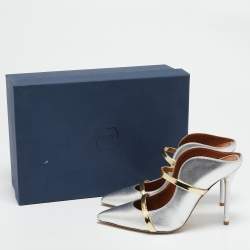 Malone Souliers Silver/Gold Leather Maureen Pointed Toe Mules Size 35.5