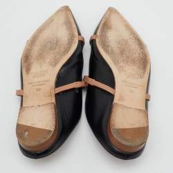 Malone Souliers Black/Beige Leather Maureen Pointed Toe Flat Mules Size 39