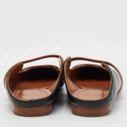 Malone Souliers Black/Beige Leather Maureen Pointed Toe Flat Mules Size 39