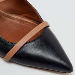 Malone Souliers Black/Beige Leather Maureen Pointed Toe Flat Mules Size 39