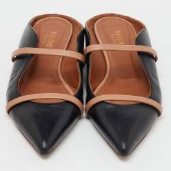 Malone Souliers Black/Beige Leather Maureen Pointed Toe Flat Mules Size 39