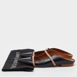 Malone Souliers Black/Beige Leather Maureen Pointed Toe Flat Mules Size 39