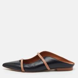 Malone Souliers Black/Beige Leather Maureen Pointed Toe Flat Mules Size 39