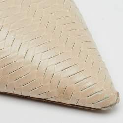 Pre Owned Malone Souliers Off White/Beige Woven Leather Maureen Pointed Toe Mules Size 38