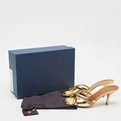 Malone Souliers Gold Textured Leather Penn Slide Sandals Size 38