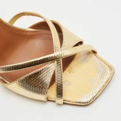 Malone Souliers Gold Textured Leather Penn Slide Sandals Size 38
