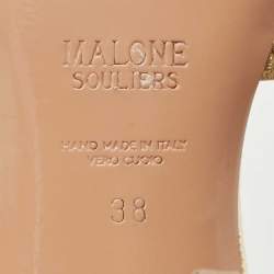 Malone Souliers Gold Textured Leather Penn Slide Sandals Size 38