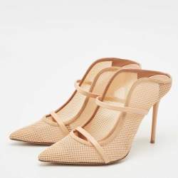 Malone Souliers Beige Mesh and Leather Maureen Mules Size 41