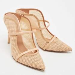 Malone Souliers Beige Mesh and Leather Maureen Mules Size 41