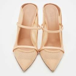 Malone Souliers Beige Mesh and Leather Maureen Mules Size 41