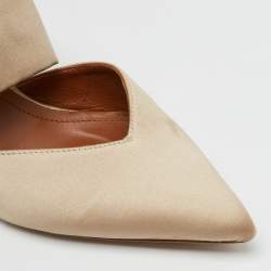 Malone Souliers Beige Satin Maite 45 Crystal Embellished Mules Size 38