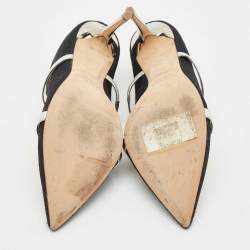 Malone Souliers Navy Blue Lurex Fabric Maureen Heel Mules Size 37