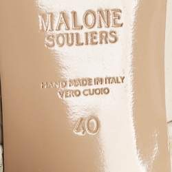 Pre Owned Malone Souliers Beige Croc Embossed Leather Norah Block Heel Mules Size 40