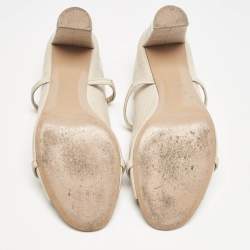 Pre Owned Malone Souliers Beige Croc Embossed Leather Norah Block Heel Mules Size 40