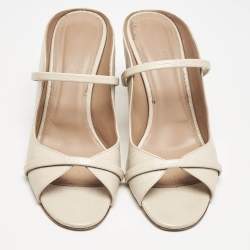 Pre Owned Malone Souliers Beige Croc Embossed Leather Norah Block Heel Mules Size 40