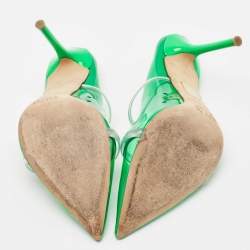 Malone Souliers Green/Transparent PVC Maureen Pointed Toe Mules Size 38.5