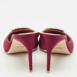 Pre Owned Malone Souliers Burgundy Satin Mona 70 Crystal Embellished Mules Size 41