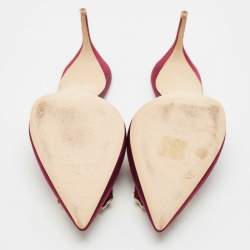 Pre Owned Malone Souliers Burgundy Satin Mona 70 Crystal Embellished Mules Size 41