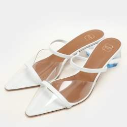 Malone Souliers Transparent/White Leather and PVC Lana Pumps Size 39