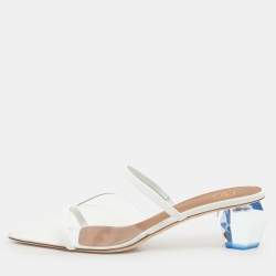 Malone Souliers Transparent/White Leather and PVC Lana Pumps Size 39