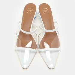 Malone Souliers Transparent/White Leather and PVC Lana Pumps Size 39