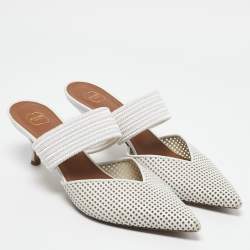 Pre Owned Malone Souliers White Leather Maisie Mules Size 40