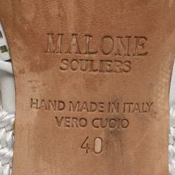 Pre Owned Malone Souliers White Leather Maisie Mules Size 40