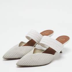 Pre Owned Malone Souliers White Leather Maisie Mules Size 40