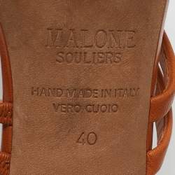 Malone Souliers Brown Leather Block Heel  Ankle Strap Sandals Size 40