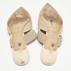Malone Souliers Beige Coated Raffia and Cord Maisie Pointed Toe Mules Size 38