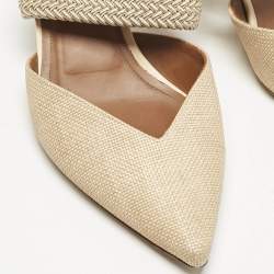 Malone Souliers Beige Coated Raffia and Cord Maisie Pointed Toe Mules Size 38