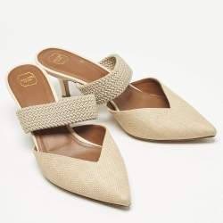 Malone Souliers Beige Coated Raffia and Cord Maisie Pointed Toe Mules Size 38