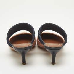 Pre Owned Malone Souliers Orange/Blue Woven Straw Maisie Heel Mules Size 35