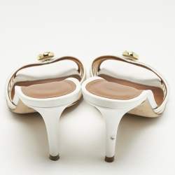Malone Souliers White Leather and Mesh Perla Slide Sandals Size 38