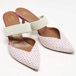 Pre Owned Malone Souliers Multicolor Raffia and Cord Maisie Mules Size 39.5