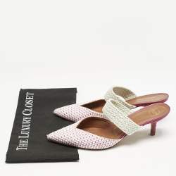 Pre Owned Malone Souliers Multicolor Raffia and Cord Maisie Mules Size 39.5
