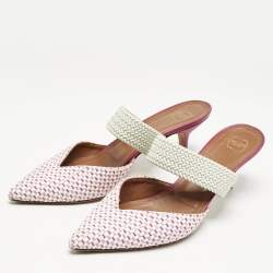 Pre Owned Malone Souliers Multicolor Raffia and Cord Maisie Mules Size 39.5