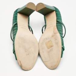 Malone Souliers Green Pleated Fabric and Leather Norah Mules Size 40.5