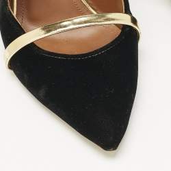 Malone Souliers Gold/Black Leather/Velvet Maureen Mules Size 36.5