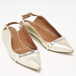 Malone Souliers x Roy Luwolt Metallic Gold Leather Marion Luwolt Slingback Flats Size 37.5
