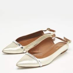 Malone Souliers x Roy Luwolt Metallic Gold Leather Marion Luwolt Slingback Flats Size 37.5