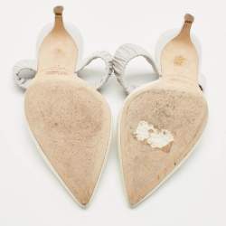 Pre Owned Malone Souliers White/Purple Raffia and Leather Maisie Mules Size 41