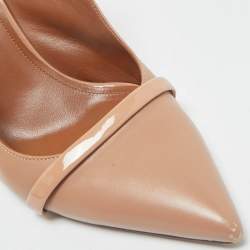 Pre Owned Malone Souliers Beige Leather and Patent Leather Marion Pumps Size 41