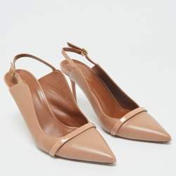 Pre Owned Malone Souliers Beige Leather and Patent Leather Marion Pumps Size 41