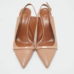 Pre Owned Malone Souliers Beige Leather and Patent Leather Marion Pumps Size 41