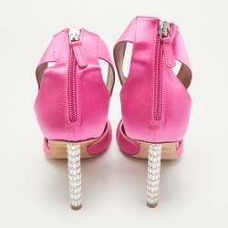 Malone Souliers x Emily In Paris Pink Satin Camille Ankle Strap Pumps Size 39